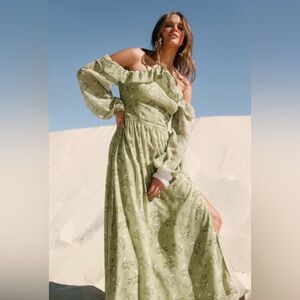 Petal & pup floral off the shoulder long sleeve maxi dress